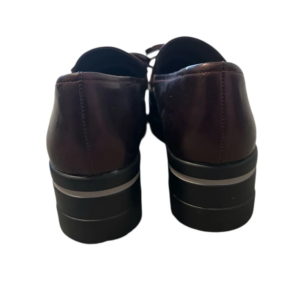 PT’SON NWOT Burgundy Patent Leather Platform Loafers with Tassel Detail Size 6